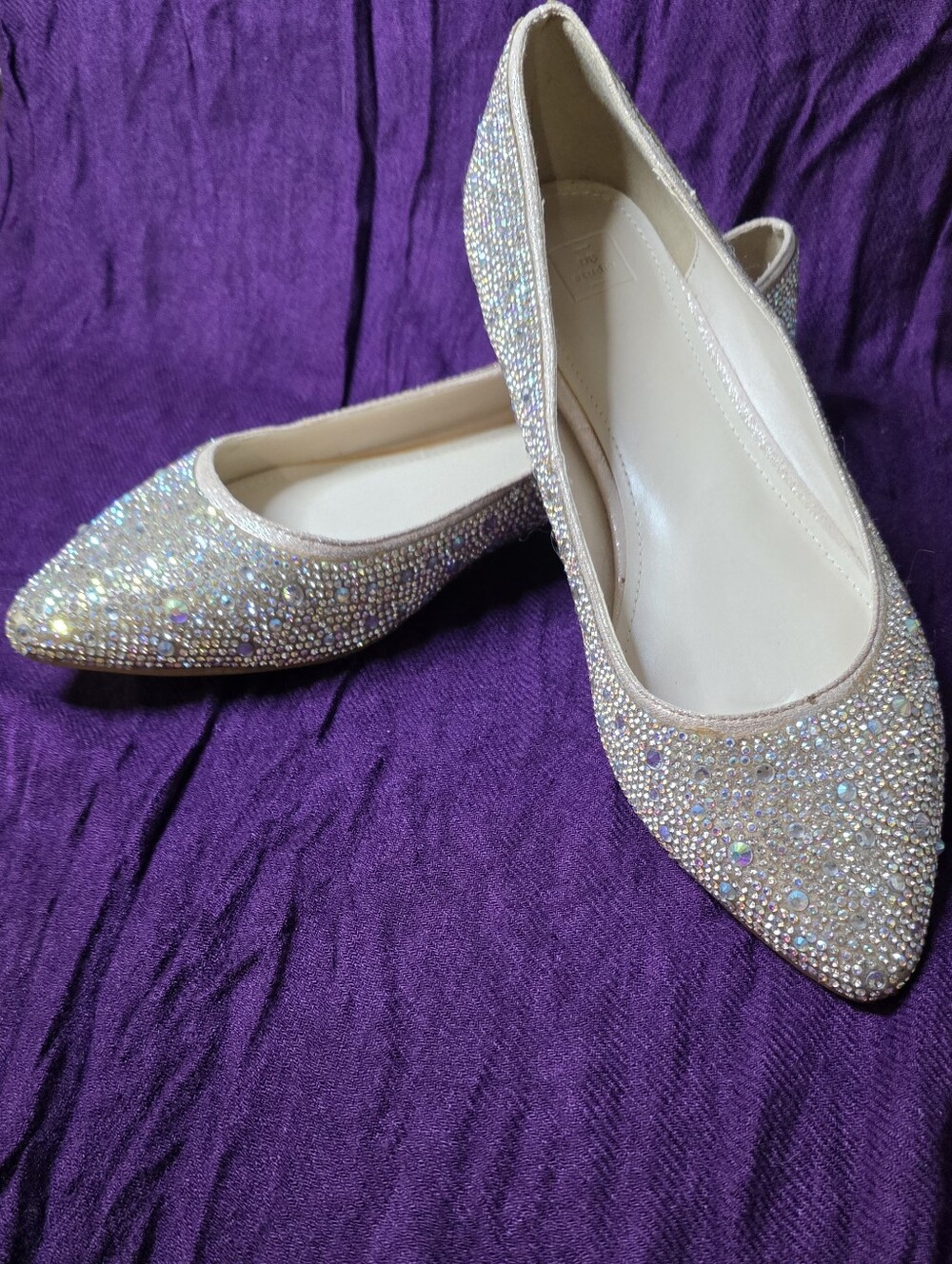 DB Studio David's Bridal AVIE Crystal Rhinestone Almond Toe Flats 9M